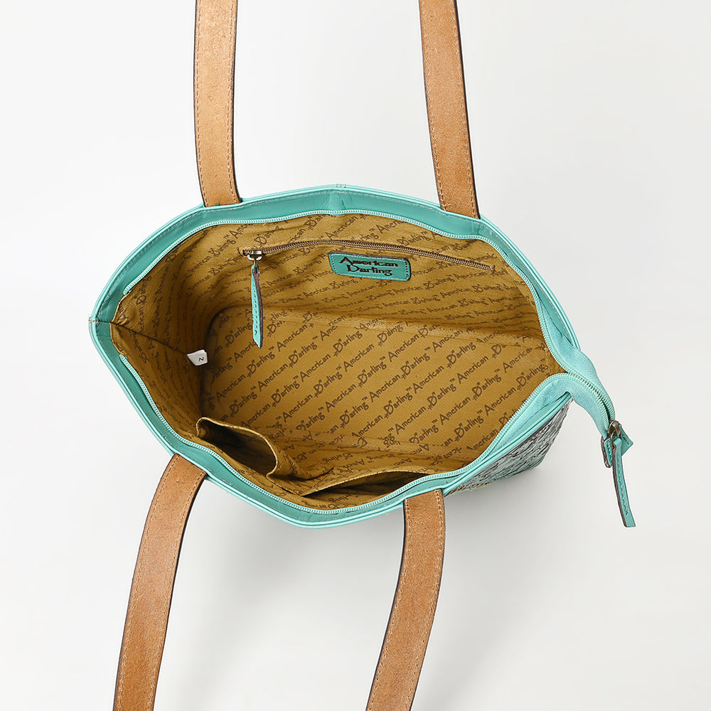 LC-ADBGZ792 Hand-Tooled Floral Western Leather Tote Bag - American Darling