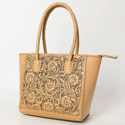 ADBGZ794 Hand-Tooled Leather Western Tote with Braided Handles - American Darling
