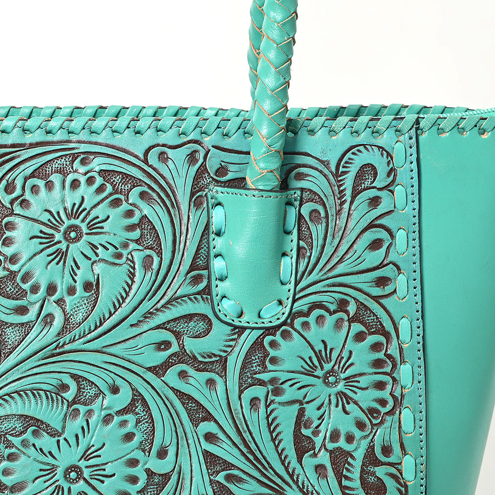 ADBGZ794 Hand-Tooled Leather Western Tote with Braided Handles - American Darling