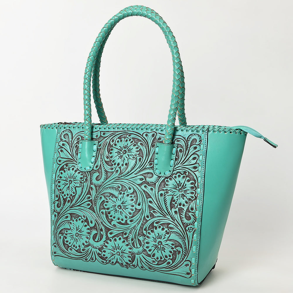 ADBGZ794 Hand-Tooled Leather Western Tote with Braided Handles - American Darling
