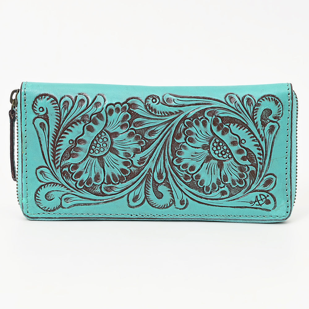 ADBGZ798 Hand-Tooled Genuine Leather Western Organiser - Floral Carving