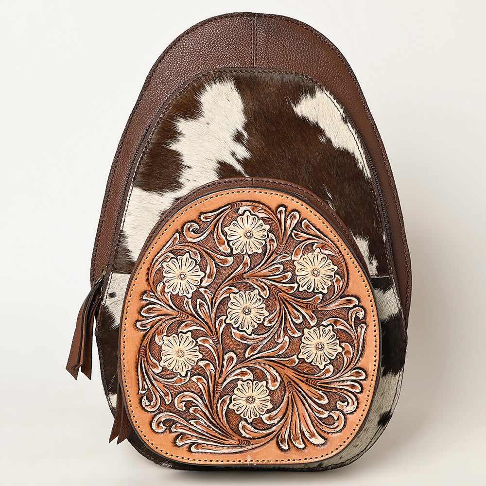 ADBGA508 American Darling Black & White Cowhide Backpack Hand Tooled Genuine Leather