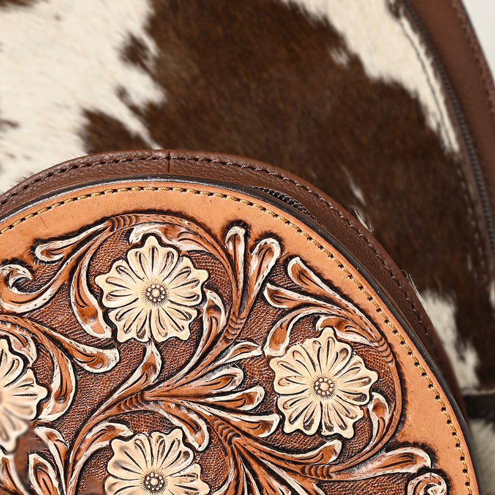 ADBGA508 American Darling Black & White Cowhide Backpack Hand Tooled Genuine Leather