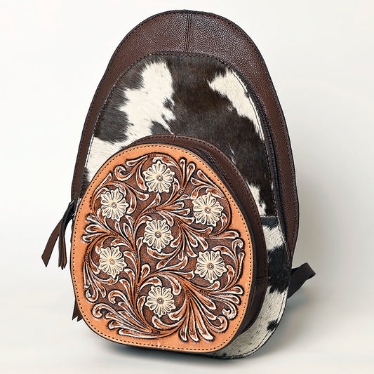 ADBGA508 American Darling Black & White Cowhide Backpack Hand Tooled Genuine Leather