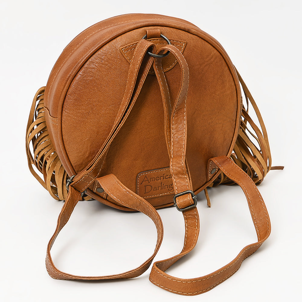 ADBG1400 American Darling Western Hair-On Cowhide Fringe Backpack Bag with Genuine Leather by American Darling