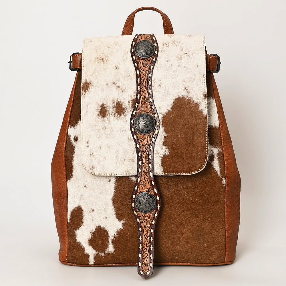 ADBG1409 American Darling Western Cowhide Leather Backpack with Hand-Tooled Strap Detailing