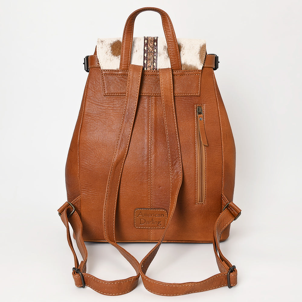 ADBG1409 American Darling Western Cowhide Leather Backpack with Hand-Tooled Strap Detailing