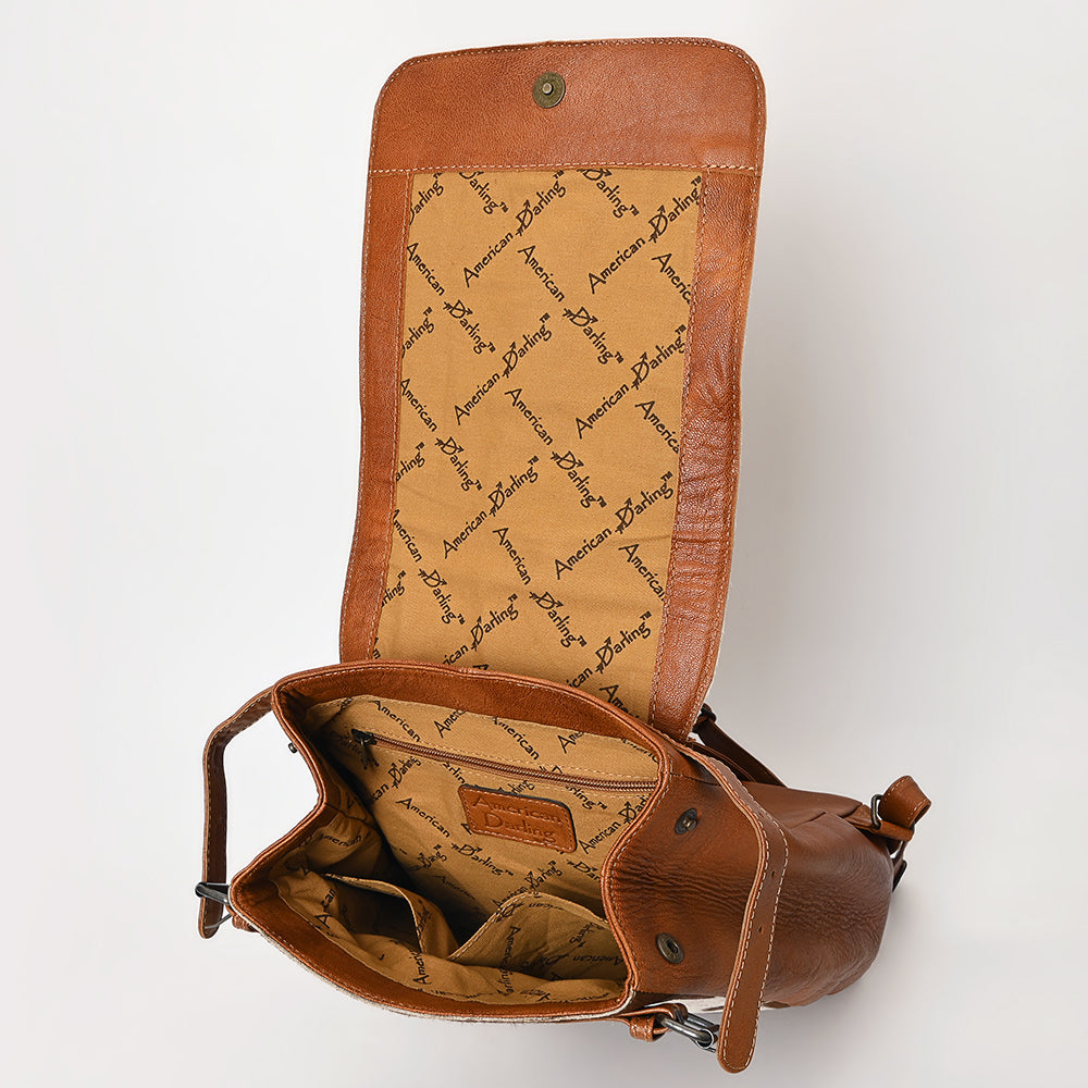 ADBG1409 American Darling Western Cowhide Leather Backpack with Hand-Tooled Strap Detailing