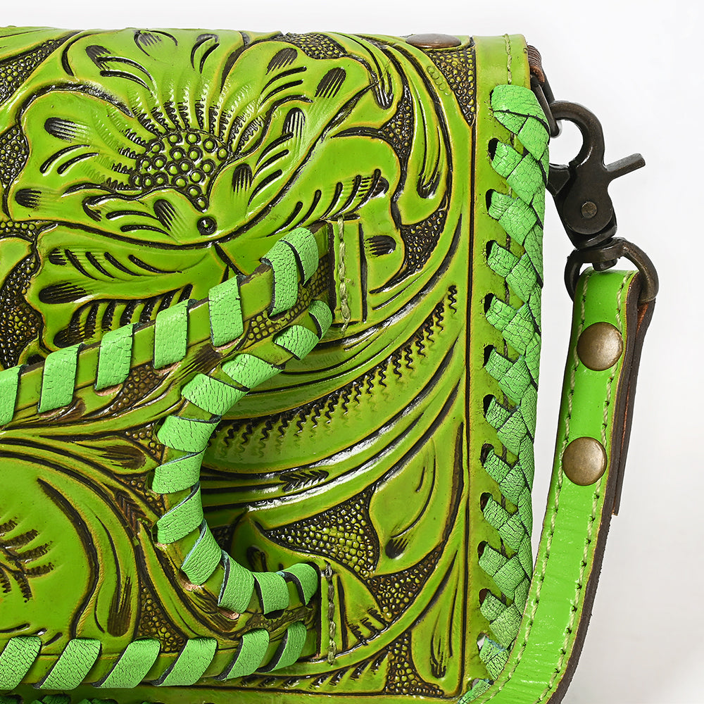 ADBG1228 American Darling Western Hand-Tooled Leather Clutch Bag with Floral Carving