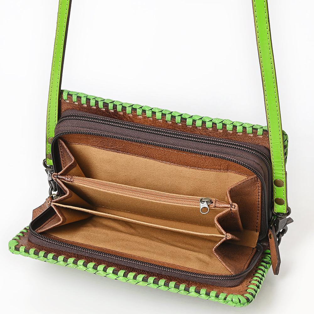 ADBG1228 American Darling Western Hand-Tooled Leather Clutch Bag with Floral Carving