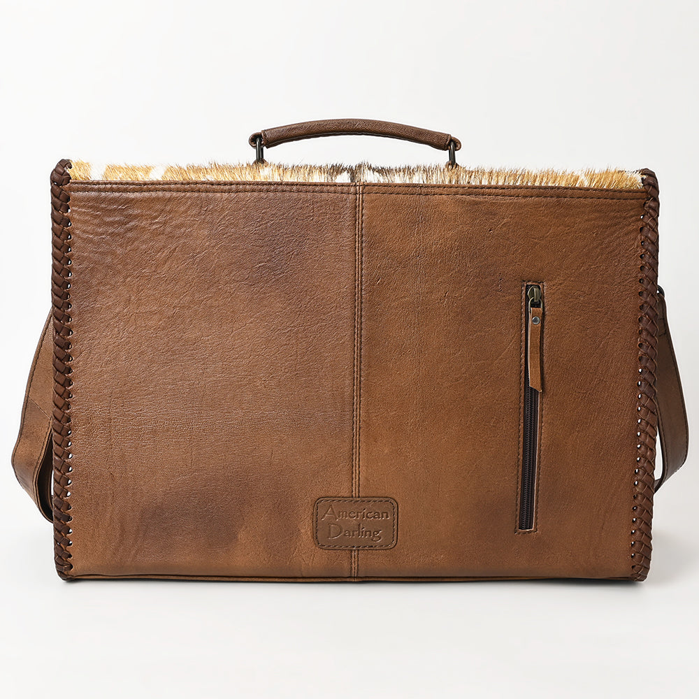 ADBG1420 American Darling Hair-On Cowhide Western Leather Briefcase Bag - Genuine Leather Laptop Work Bag