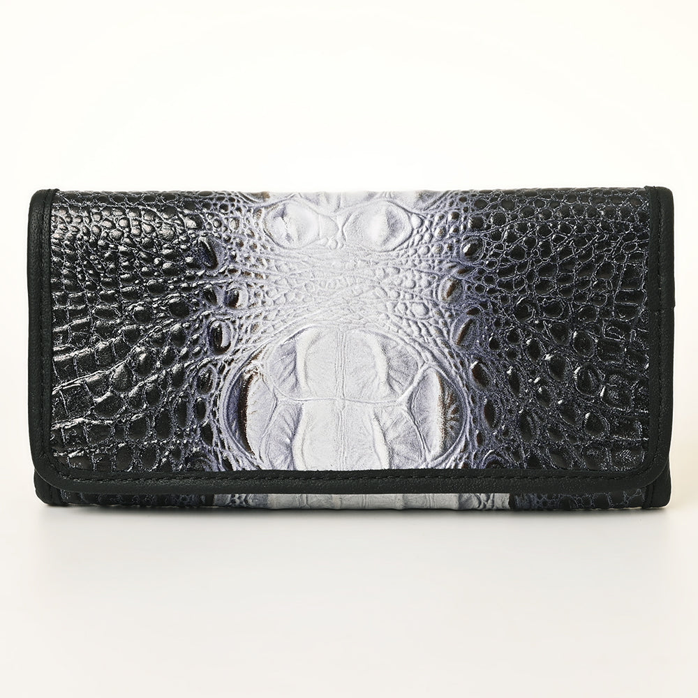 ADBG1423 American Darling Crocodile Embossed Western Leather Wallet Bag - Genuine Leather Women’s Wallet