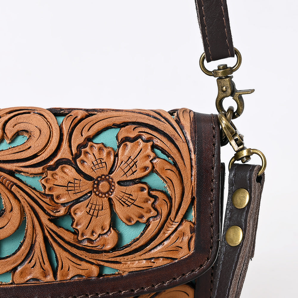 ADBGA509 American Darling Hand-Tooled Leather Wallet Inlay Floral Design