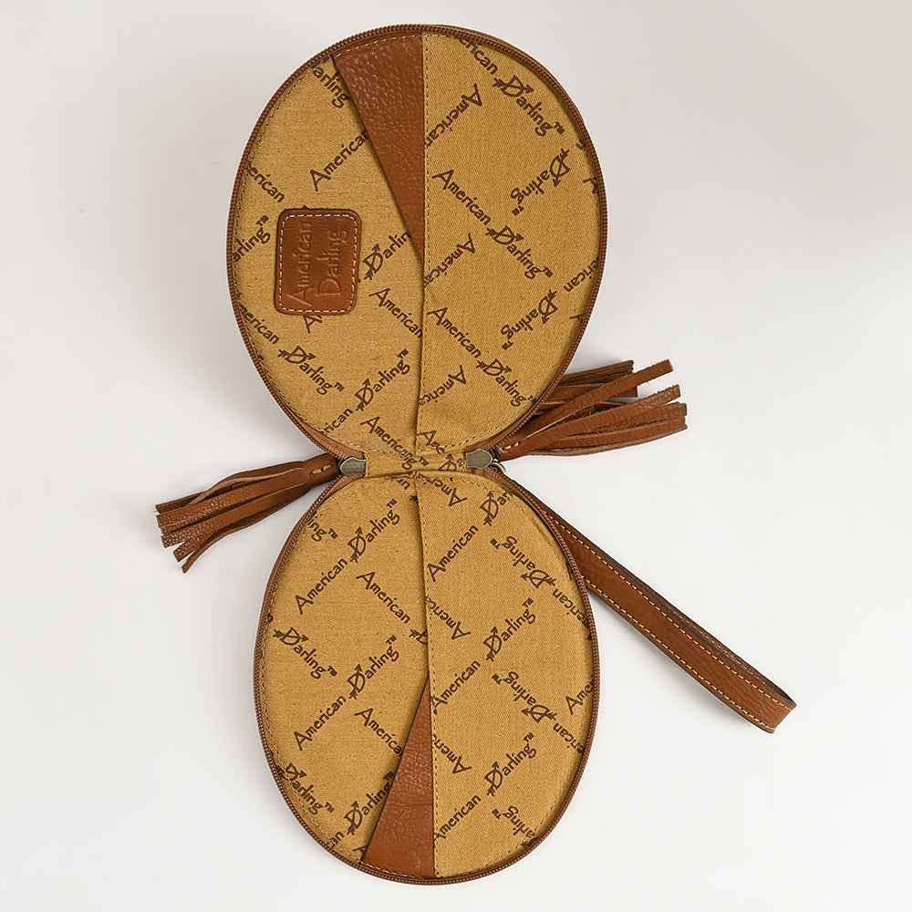 ADBGA516 American Darling Wristlet Hand-Tooled Genuine Leather Western Clutch with Tassel