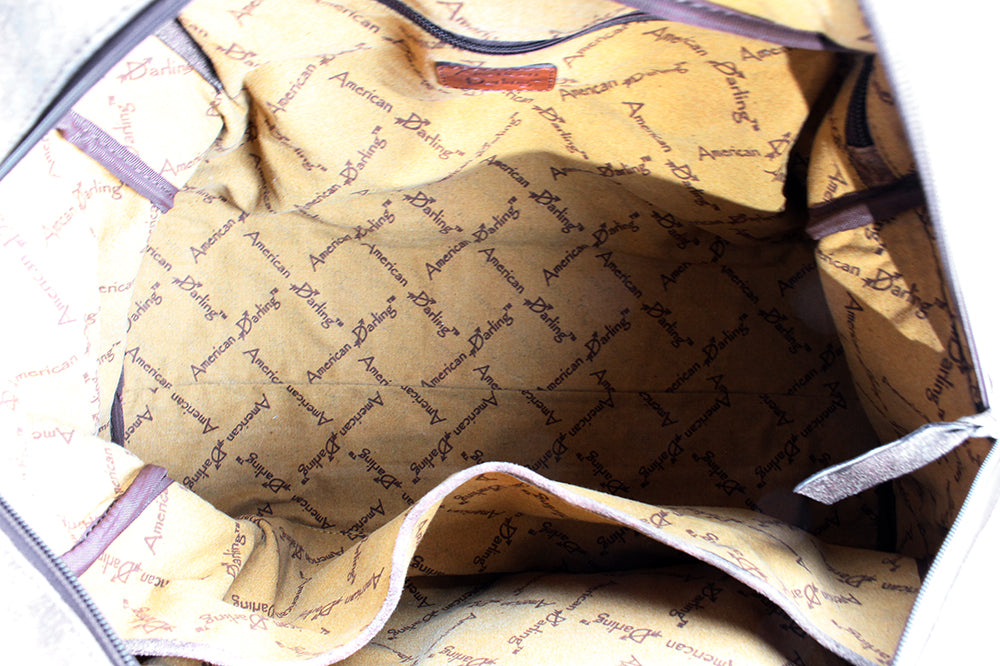 ADBGA521 Distressed Leather Duffel Bag with Hand-Tooled Floral Accents Western Weekender