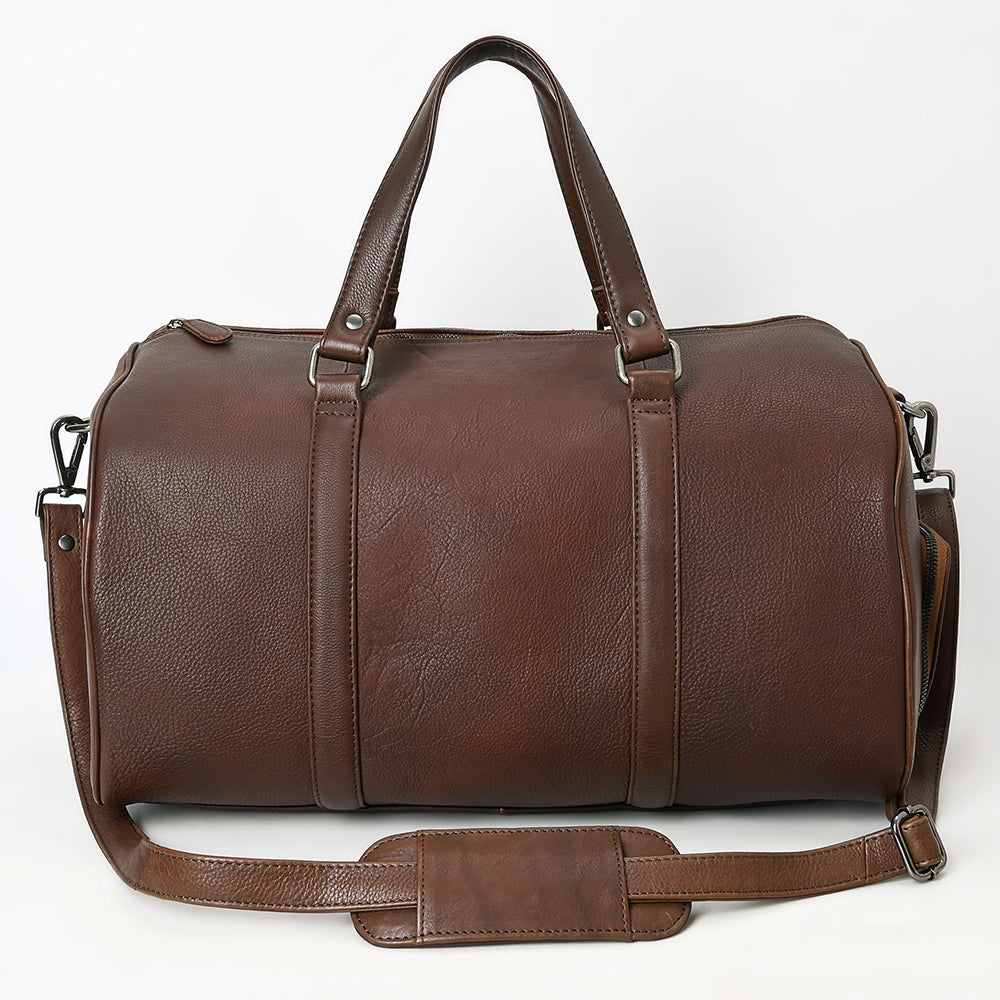 LC-ADBGM390 Leather Duffel Bag - Handmade Full-Grain Western Travel Weekender with Shoulder Strap