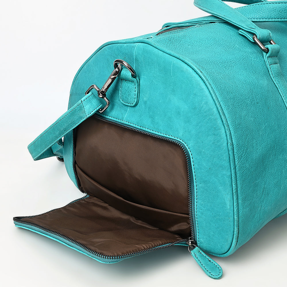 LC-ADBGM390 Leather Duffel Bag - Handmade Full-Grain Western Travel Weekender with Shoulder Strap