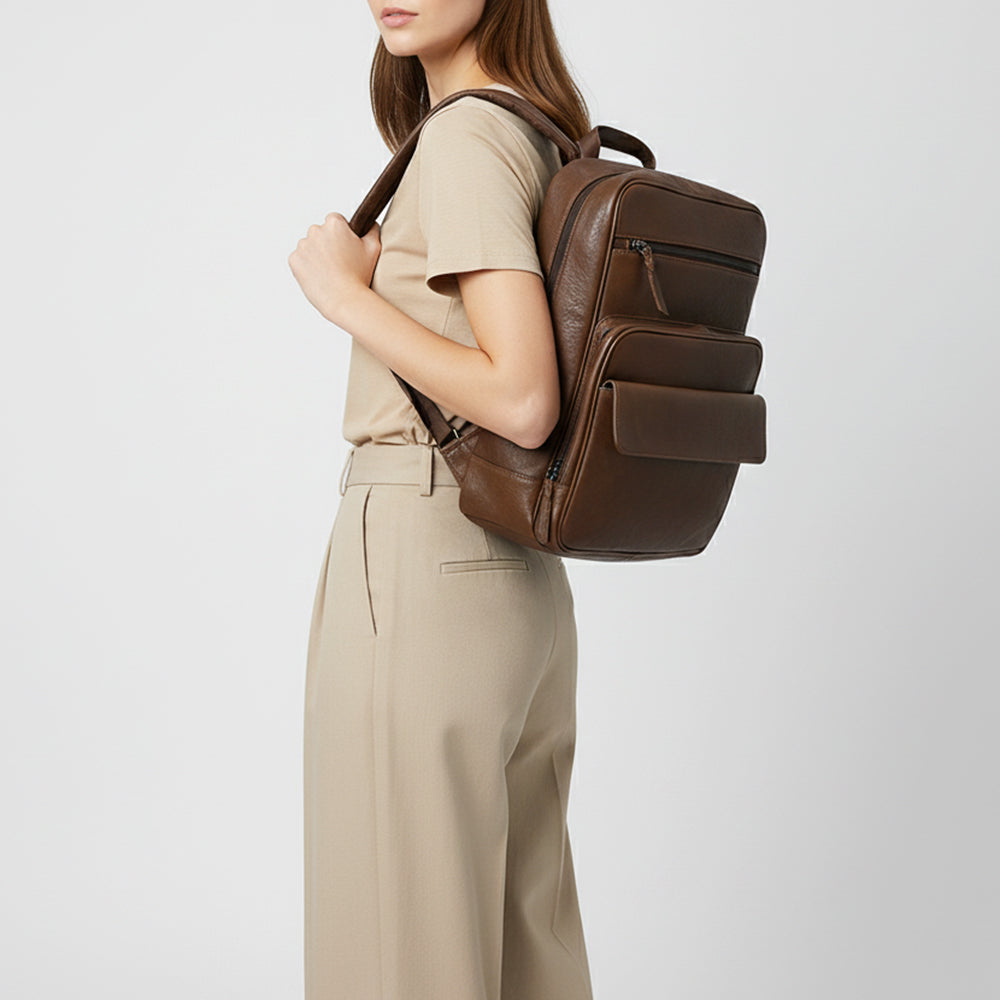 ADBGM391 Leather Backpack - Structured Full-Grain Western Travel & Work Bag