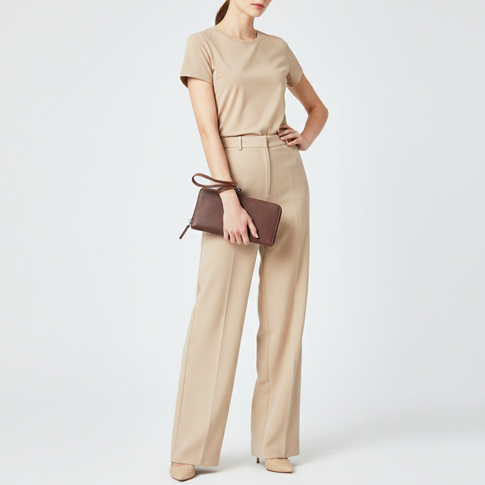 ADBGM394 Saddle Brown Zip-Around Leather Wallet Wristlet - American Darling