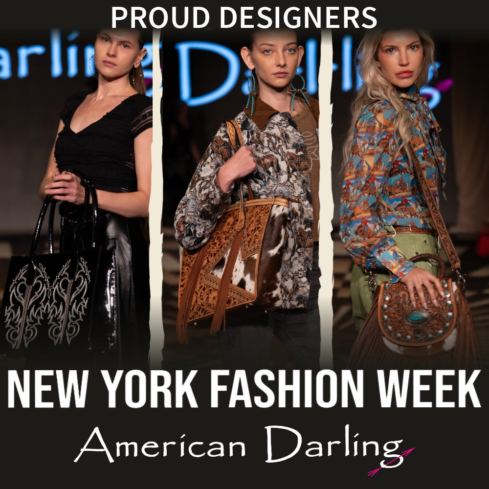 ADBGZ811 Hand-Tooled Mini Crossbody Bag - Western Floral Inlay with Fringe & Tooled Strap