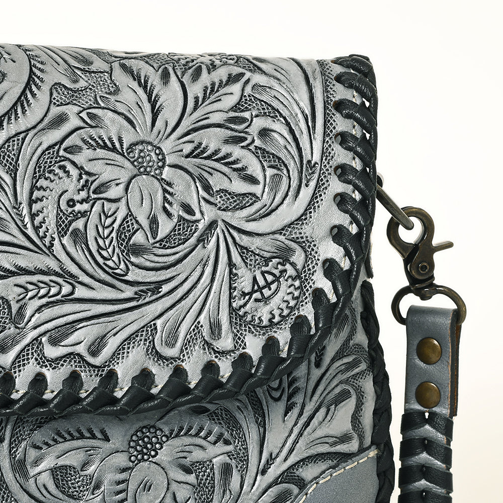 ADBG1108 American Darling Handcrafted Leather Western Crossbody Bag - Hand-Tooled Floral Carving with Genuine Leather