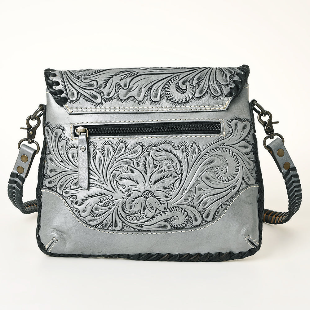 ADBG1108 American Darling Handcrafted Leather Western Crossbody Bag - Hand-Tooled Floral Carving with Genuine Leather