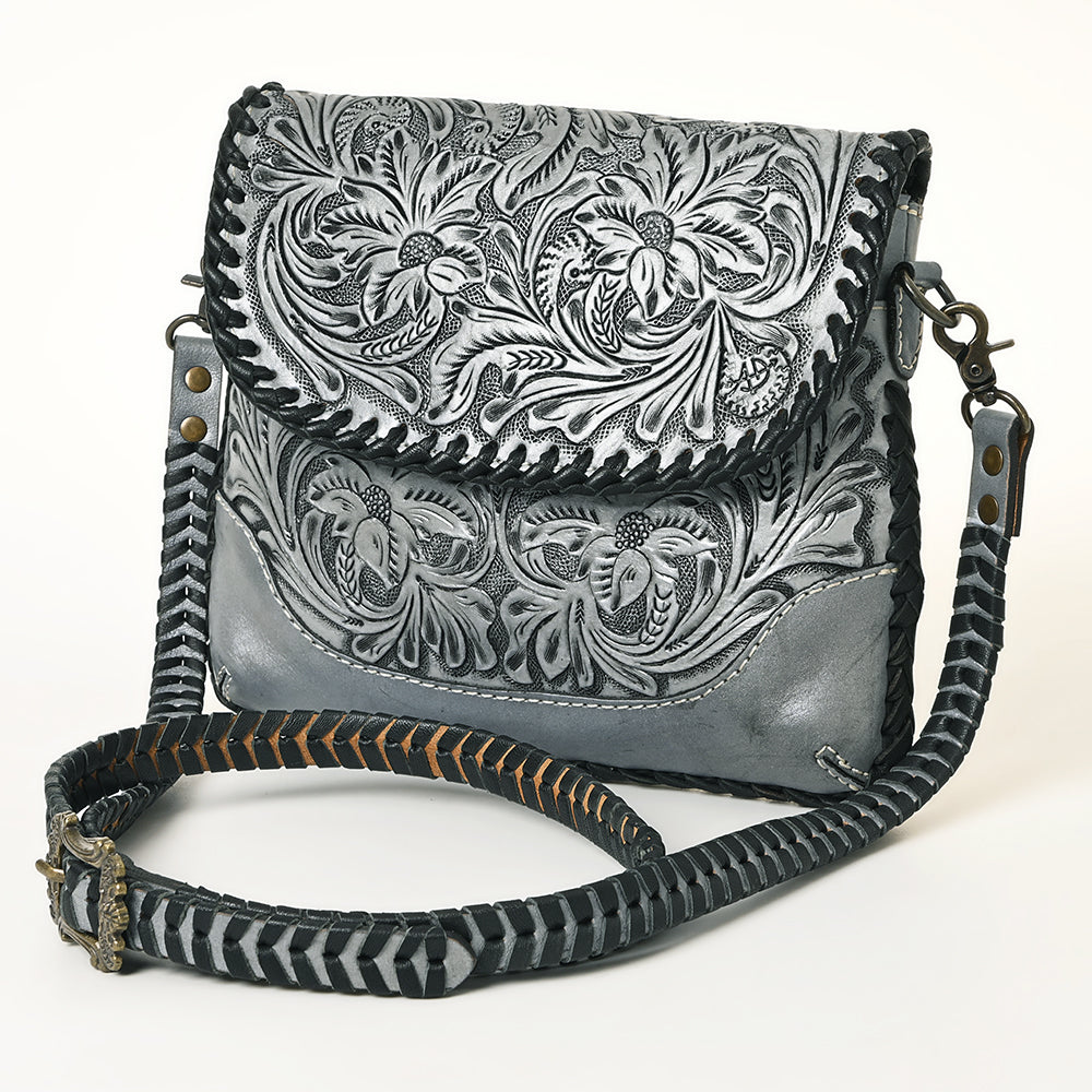 ADBG1108 American Darling Handcrafted Leather Western Crossbody Bag - Hand-Tooled Floral Carving with Genuine Leather