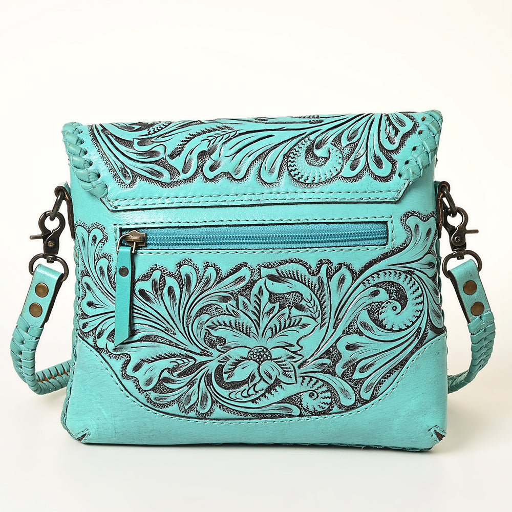 ADBG1108 American Darling Handcrafted Leather Western Crossbody Bag - Hand-Tooled Floral Carving with Genuine Leather