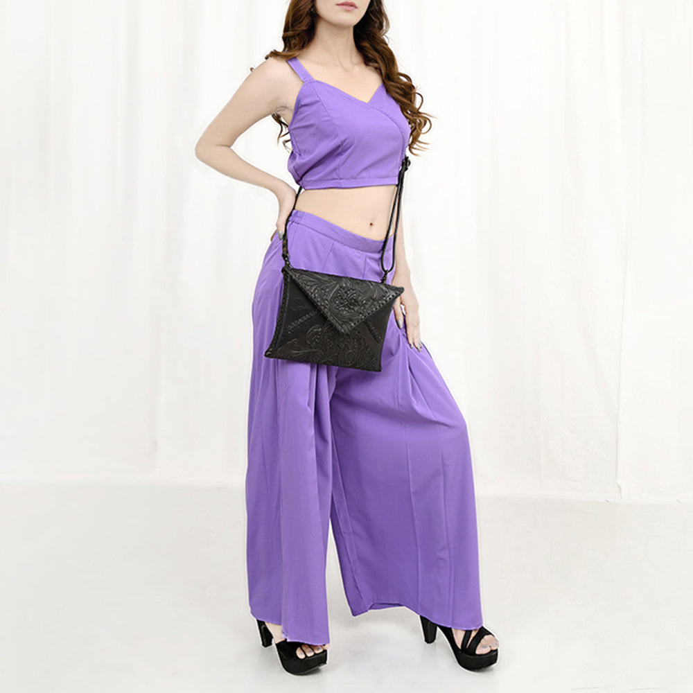 ADBG1109 American Darling Hand-Tooled Genuine Leather Western Envelope Bag - Floral Carved Crossbody