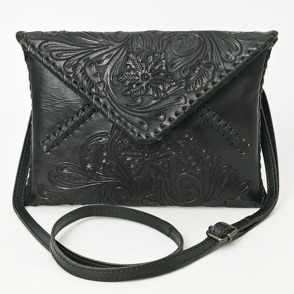 ADBG1109 American Darling Hand-Tooled Genuine Leather Western Envelope Bag - Floral Carved Crossbody