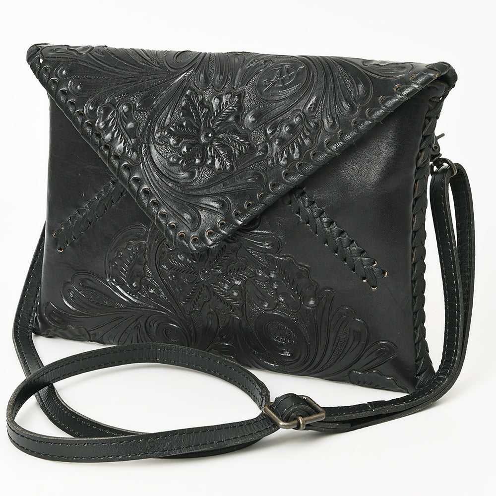ADBG1109 American Darling Hand-Tooled Genuine Leather Western Envelope Bag - Floral Carved Crossbody