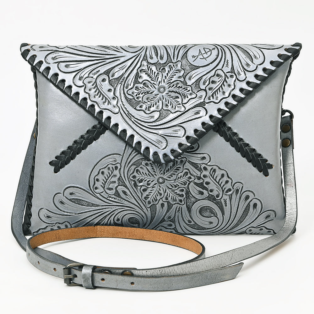 ADBG1109 American Darling Hand-Tooled Genuine Leather Western Envelope Bag - Floral Carved Crossbody