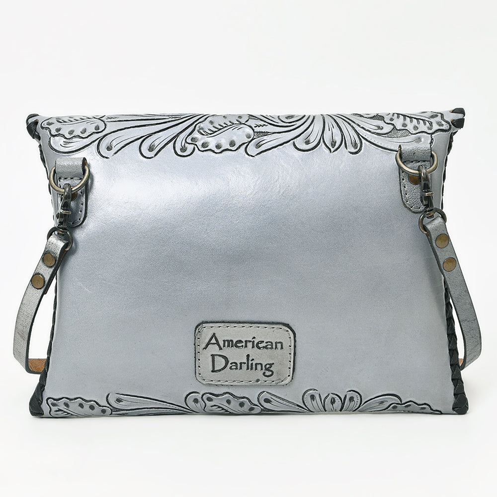 ADBG1109 American Darling Hand-Tooled Genuine Leather Western Envelope Bag - Floral Carved Crossbody