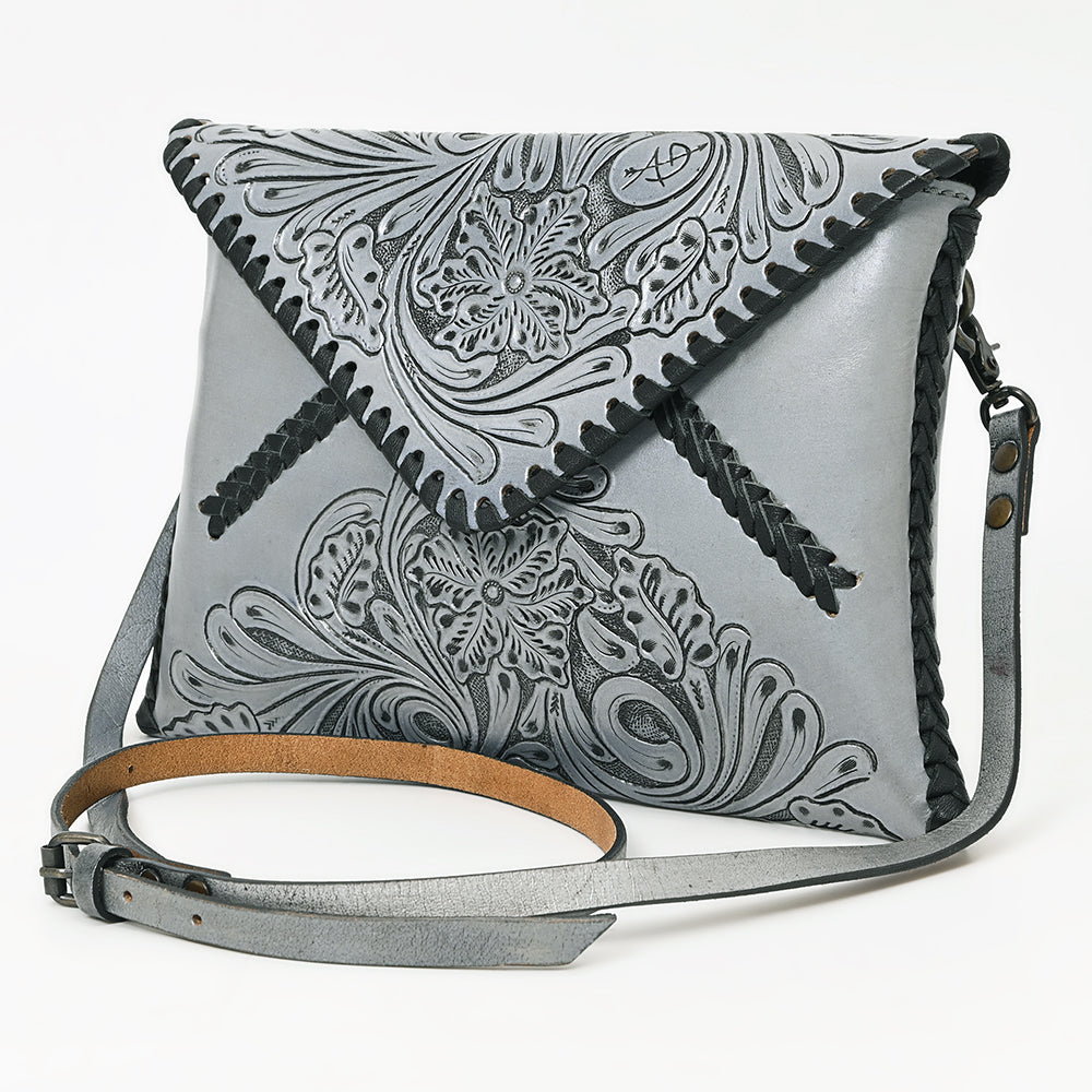ADBG1109 American Darling Hand-Tooled Genuine Leather Western Envelope Bag - Floral Carved Crossbody
