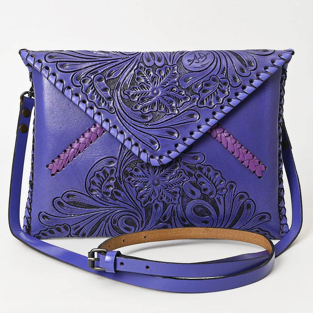 ADBG1109 American Darling Hand-Tooled Genuine Leather Western Envelope Bag - Floral Carved Crossbody