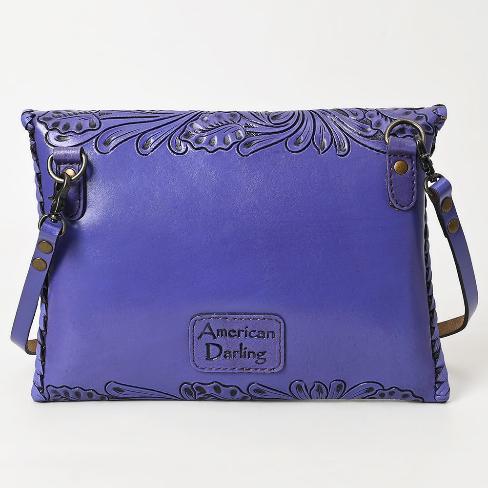 ADBG1109 American Darling Hand-Tooled Genuine Leather Western Envelope Bag - Floral Carved Crossbody