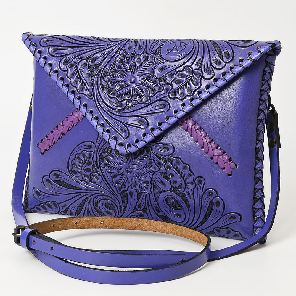ADBG1109 American Darling Hand-Tooled Genuine Leather Western Envelope Bag - Floral Carved Crossbody