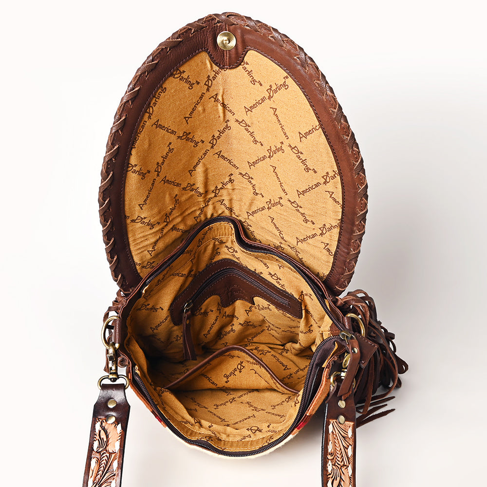 ADBGA526 American Darling Western Leather Hand Woven Saddle Blanket Cross body Bag
