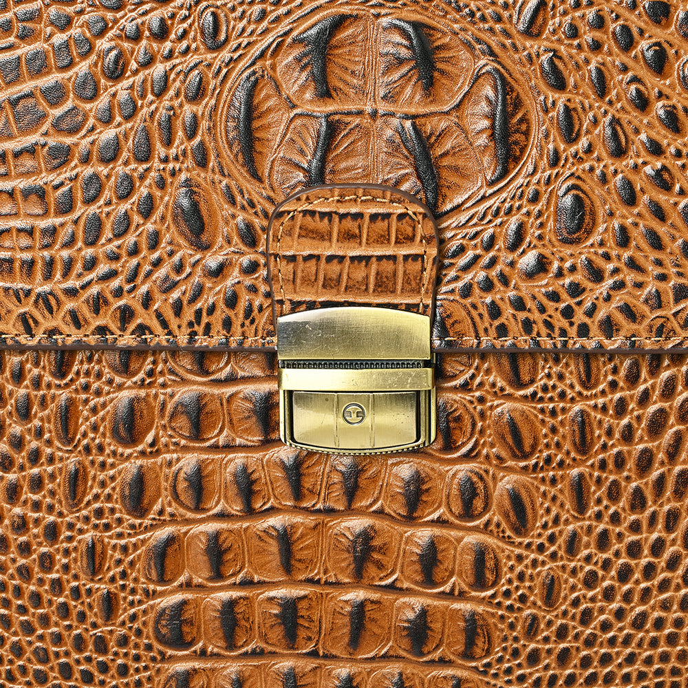 ADBG1430 American Darling Crocodile Embossed Genuine Leather Western Briefcase Bag - American Darling Work Tote