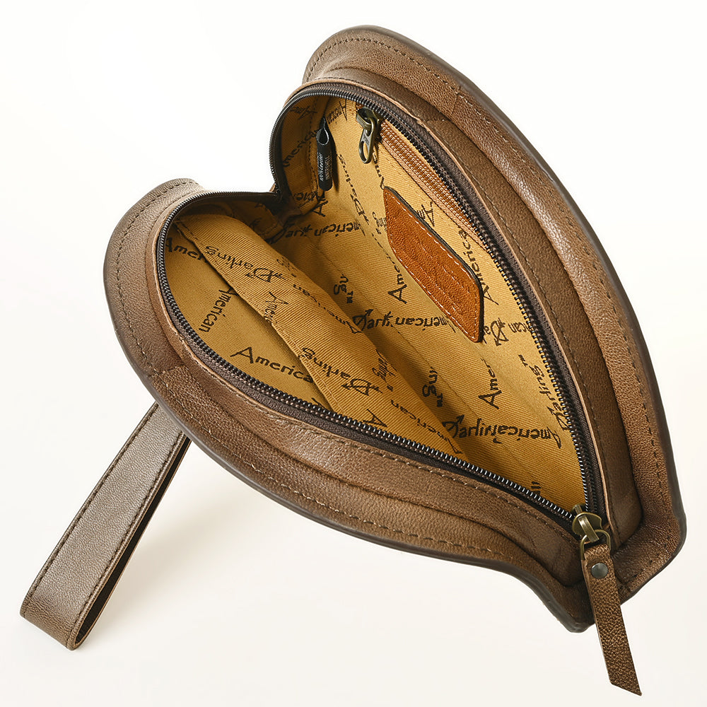 ADBG1433 American Darling Hand-Tooled Genuine Leather Western Taco Bag - Floral Carved Artisan Wristlet