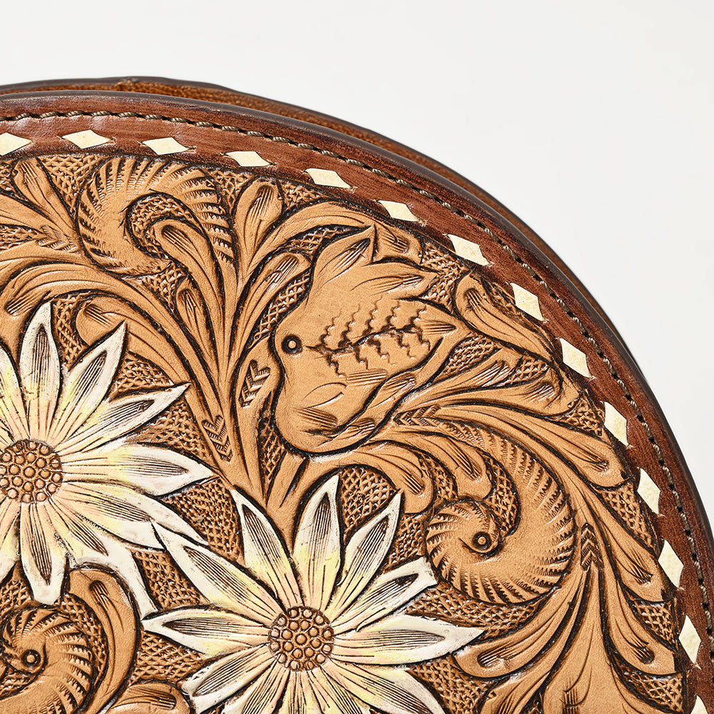 ADBG1433 American Darling Hand-Tooled Genuine Leather Western Taco Bag - Floral Carved Artisan Wristlet