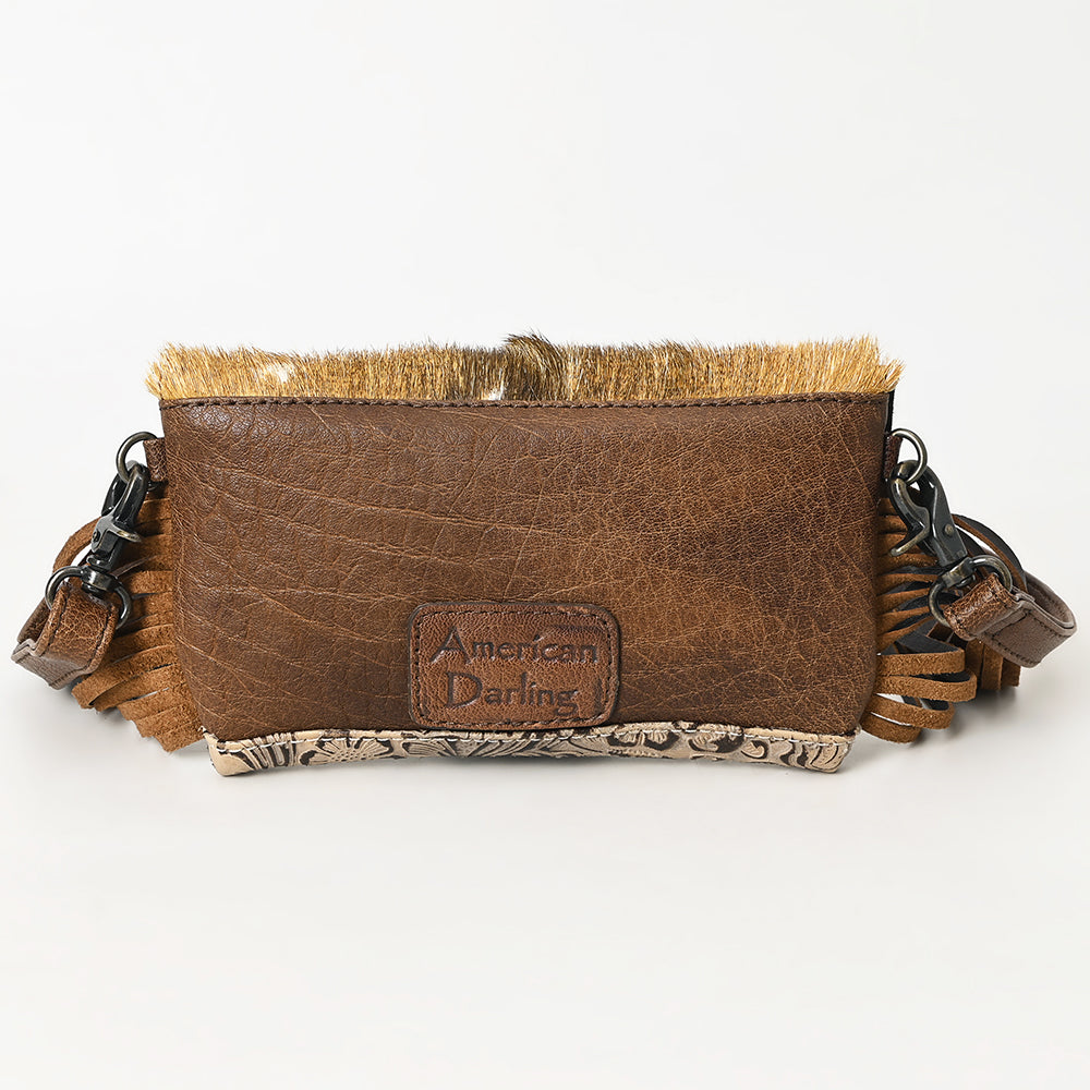 ADBG1434 American Darling Hair-On Cowhide Genuine Leather Western Crossbody Bag with Fringe