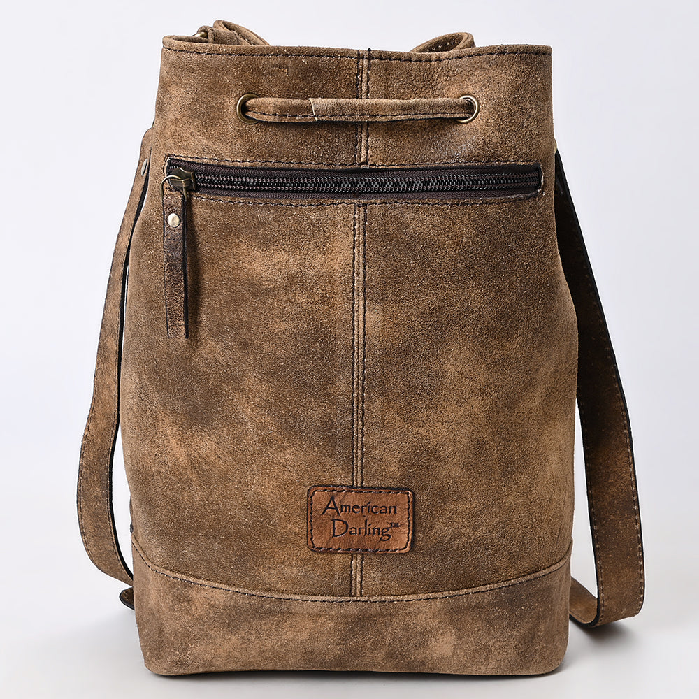 ADBGA532 American Darling Genuine Leather Bucket Bag Western Hand-Tooled Drawstring Purse