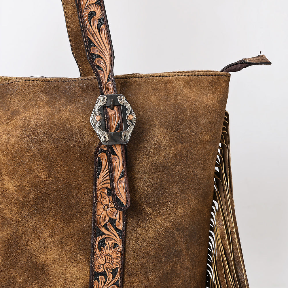 ADBGA533 American Darling Western Tote Bag Genuine Leather with Tooled Straps & Fringe
