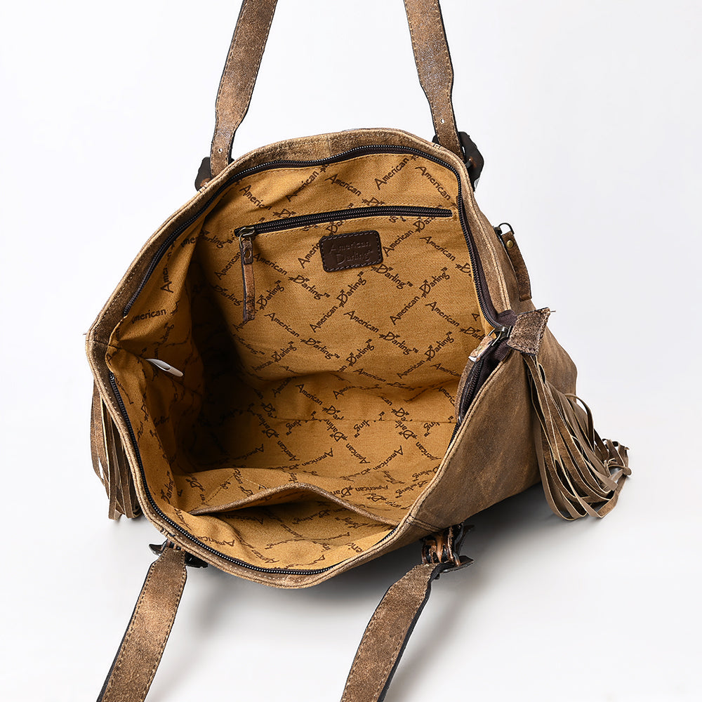 ADBGA533 American Darling Western Tote Bag Genuine Leather with Tooled Straps & Fringe