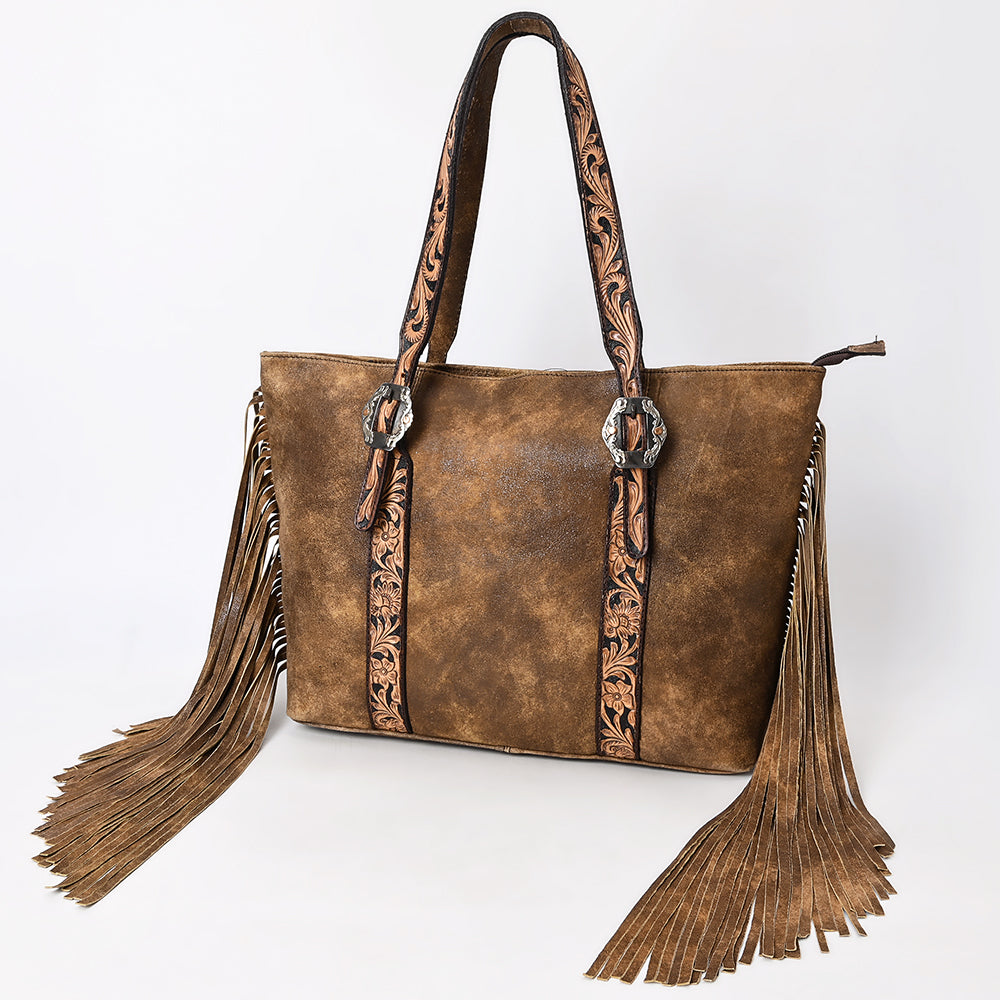 ADBGA533 American Darling Western Tote Bag Genuine Leather with Tooled Straps & Fringe