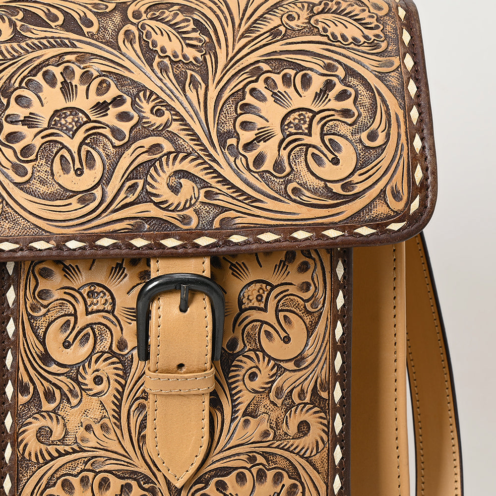 ADBGZ824 Hand-Tooled Leather Western Bag Double Pocket Briefcase Style