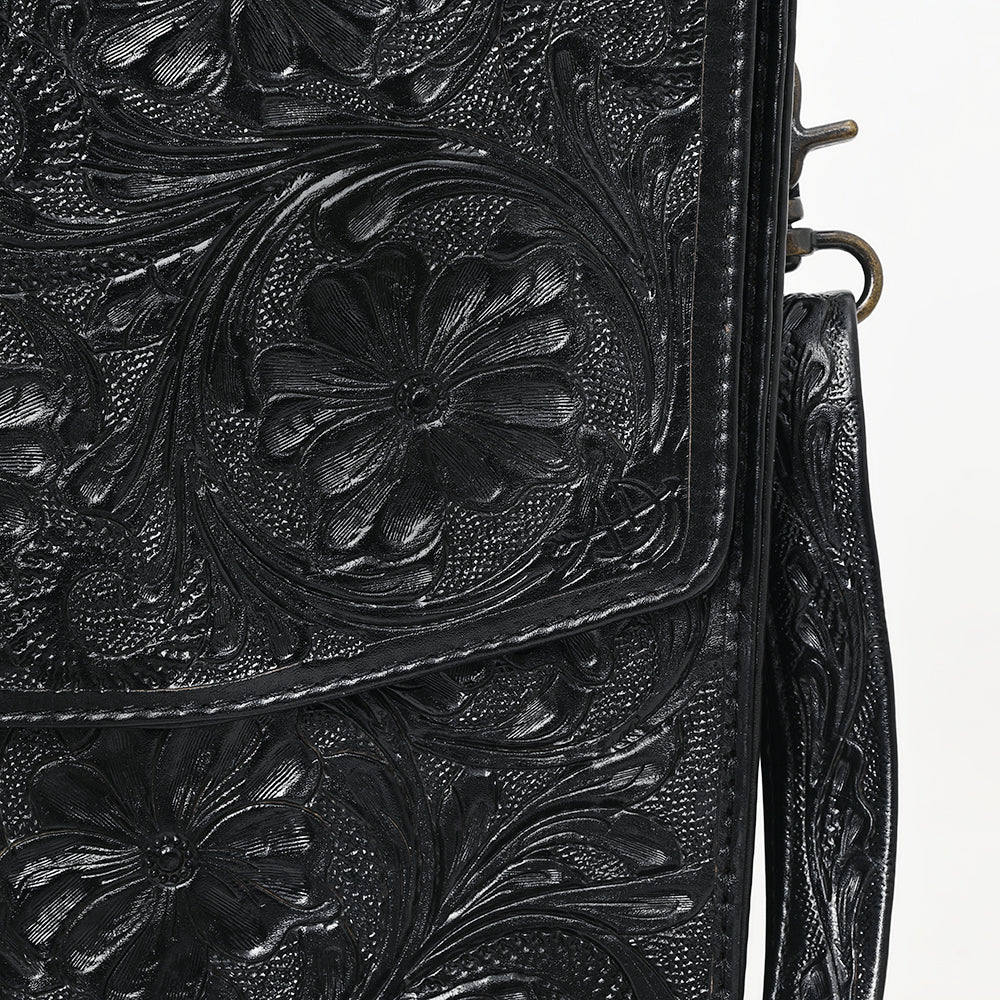 ADBG1437 American Darling Western Hand-Tooled Leather Briefcase Bag - Floral Carved Genuine Leather Work Bag