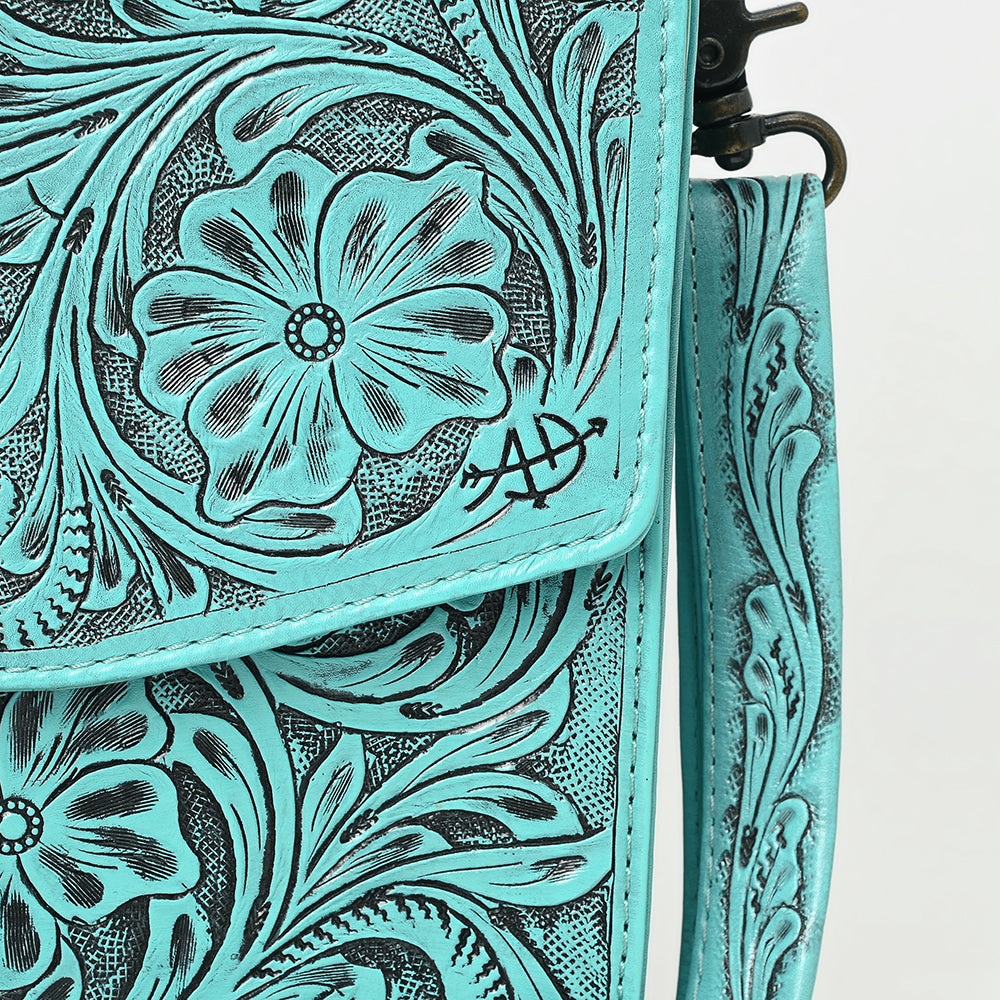 ADBG1437 American Darling Western Hand-Tooled Leather Briefcase Bag - Floral Carved Genuine Leather Work Bag