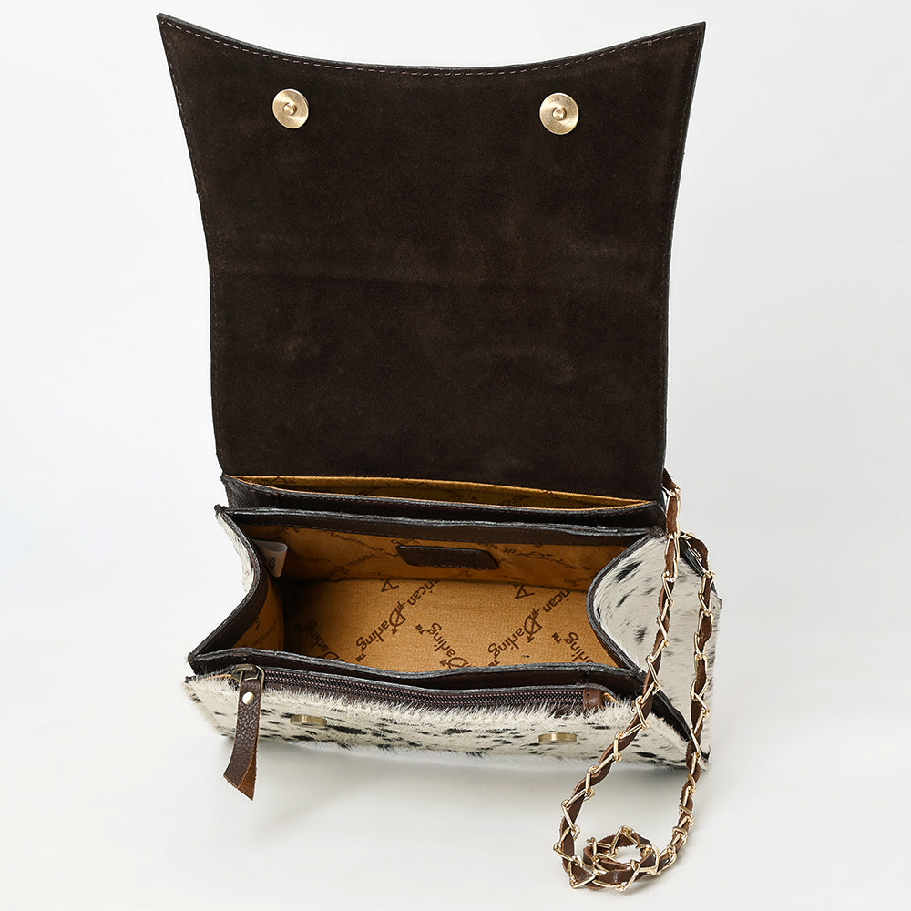 ADBGA536 American Darling Hand Tooled Leather & Cowhide Crossbody Bag Western Chain Strap Purse